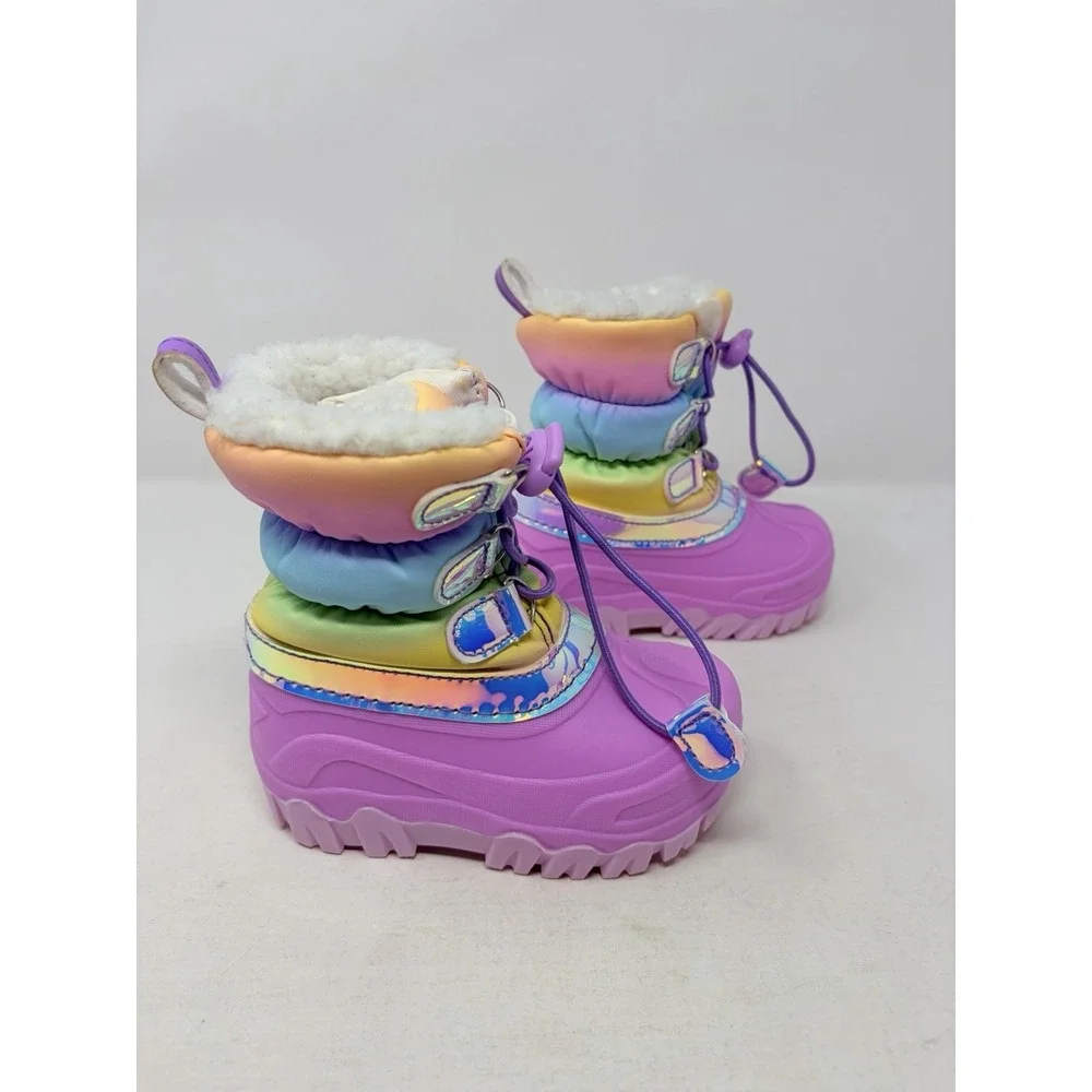 Members Mark Toddler Girls Size 7/8C Mid Calf Slip On Fleece Lined Snow Boots S5
